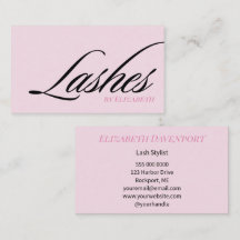 Rosa-schwarze Wimpern mit Script-Schrift