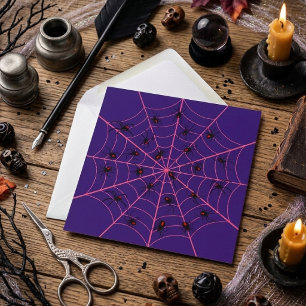Rosa Schwarze Witwe Spinne Web Kunst Halloween Mus Karte