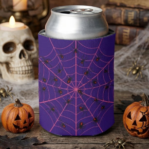 Rosa Schwarze Witwenspinnen-Netz-Kunst Halloween-M Dosenkühler