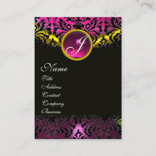 ROSA SCHWARZER AMETHYST DAMAST MONOGRAMM, fuchsia Visitenkarte
