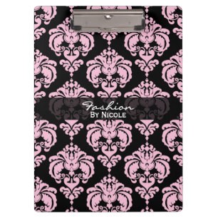 Rosa & Schwarzer Damast Chic Eleganter Glamour Per Klemmbrett