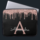 Rosa Schwarzer Glitzer-Monogramm Laptopschutzhülle<br><div class="desc">Rosa Rose Gold und schwarze Imitate Dripping Modern and Elegant Girly Glitzer and Sparkle Elegant Monogram Case. Dieser Fall kann so angepasst werden,  dass er Ihren Anfangs- und Vornamen enthält.</div>