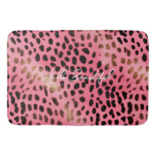 Rosa schwarzer Leopard Abstrakt Badematte