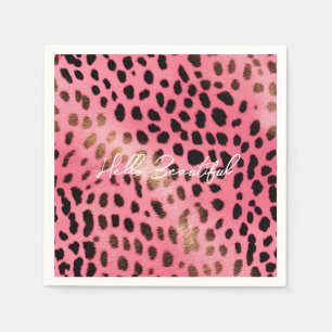 Rosa schwarzer Leopard Abstrakt Serviette