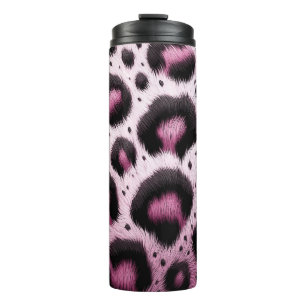 Rosa & schwarzer Leopard Fell Tierdruck Punkte Thermosbecher