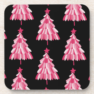 Rosa-schwarzer Weihnachtsbaum Getränkeuntersetzer