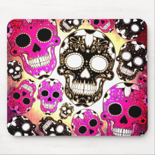 Rosa schwarzer Zucker-Schädelgrunge Mousepe Mousepad