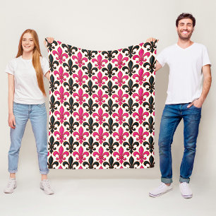 Rosa schwarzes Barock-Lilienmuster-Design  Fleecedecke