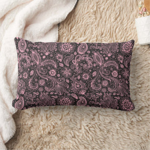 Rosa schwarzes Batik Boho-Stil Blumen Paisley-Must Lendenkissen