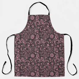 Rosa schwarzes Batik Boho-Stil floraler Paisley-Mu Schürze
