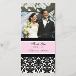 Rosa Schwarzes danken Ihnen Hochzeits-Foto-Karten Dankeskarte