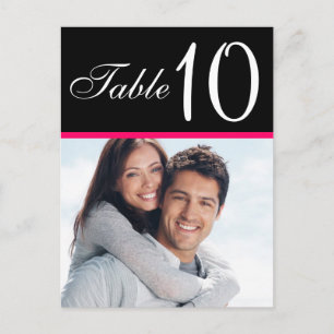 Rosa Schwarzes Foto Hochzeitskarten für Tischnumme Postkarte