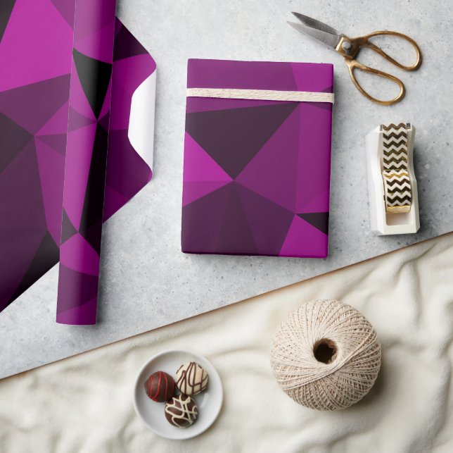 Rosa-schwarzes geometrisches Maschenmuster Geschenkpapier (Kunsthandwerk)
