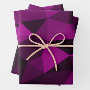 Rosa-schwarzes geometrisches Maschenmuster Geschenkpapier Set