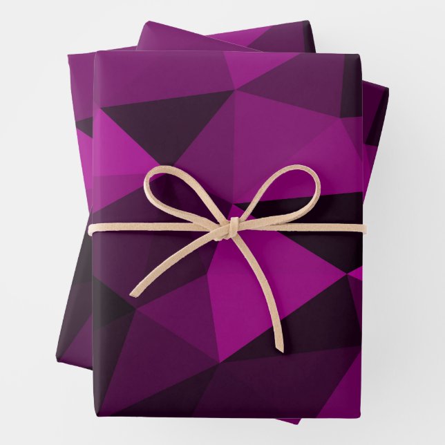 Rosa-schwarzes geometrisches Maschenmuster Geschenkpapier Set (Beispiel)