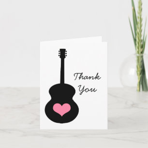Rosa/schwarzes Gitarren-Herz danken Ihnen zu kardi Dankeskarte