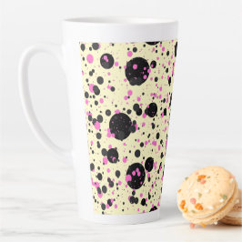Rosa & schwarzes Glamour-Punkte-Muster Milchtasse