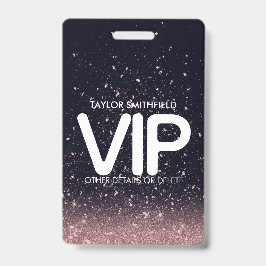 Rosa schwarzes Glitter-trend-VIP-Band Namensschild Ausweis