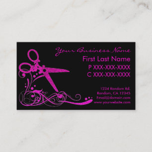 Rosa schwarzes Glitterstrudelhaar schnitt Visitenkarte