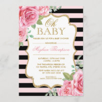 Rosa schwarzes GoldblumenRosen-Mädchen-Baby-Dusche