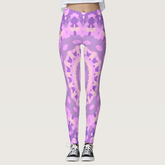 Rosa schwarzes helles TranceMandala LuLaRoe Yoga Leggings (Vorderseite)
