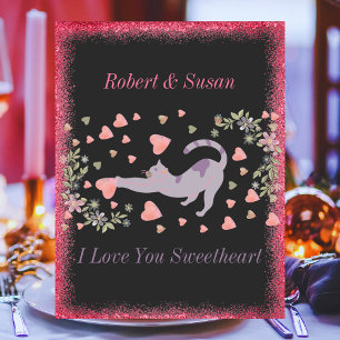 Rosa Schwarzes Herz Funny Niedlich Cat Valentinsta Feiertagskarte