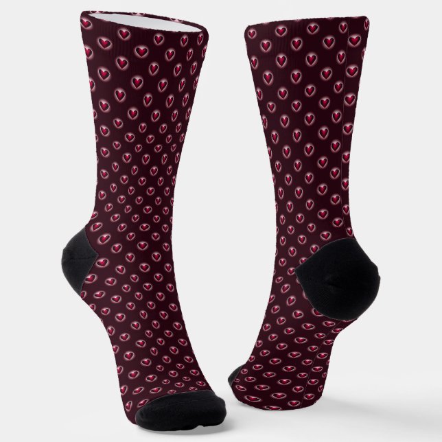 Rosa Schwarzes Herzmuster Socken (Gewinkelt)