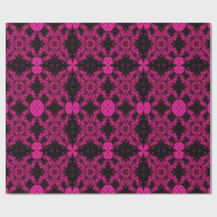 Rosa & schwarzes Kaleidoskop-Fraktalmuster-Wrappin Geschenkpapier