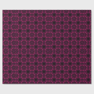 Rosa & schwarzes Kaleidoskop-Fraktalmuster-Wrappin Geschenkpapier
