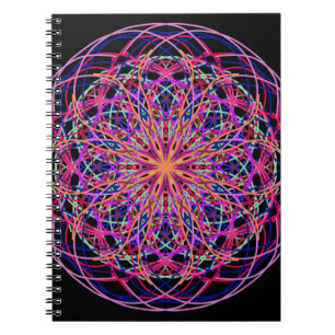 Rosa Schwarzes Kaleidoskop Mandala Art Notizblock