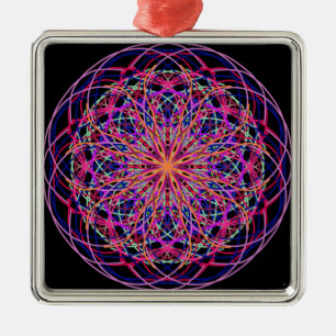 Rosa Schwarzes Kaleidoskop Mandala Art Silbernes Ornament