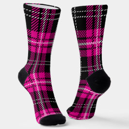Rosa-schwarzes Karo-Tartan-Muster-Design Socken