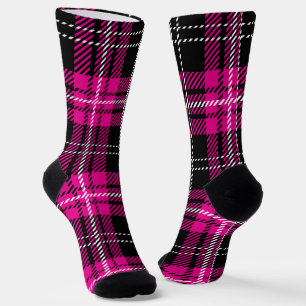 Rosa-schwarzes Karo-Tartan-Muster-Design Socken