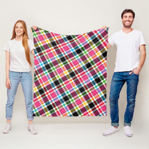 Rosa schwarzes mehrfarbiges Flanell-Karo Tartan Fleecedecke