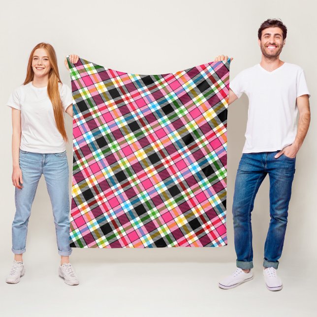 Rosa schwarzes mehrfarbiges Flanell-Karo Tartan Fleecedecke (Von Creator hochgeladen)
