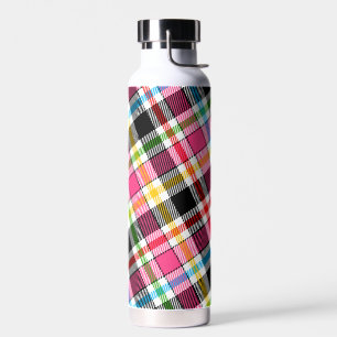 Rosa schwarzes mehrfarbiges Flanell-Karo Tartan Trinkflasche