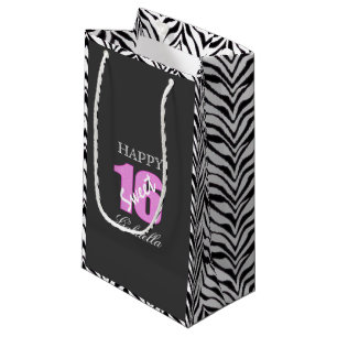 Rosa-Schwarzes mit Zebra versieht Geschenk-Tasche Kleine Geschenktüte