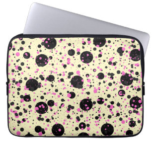 Rosa & schwarzes Polka-Punkt-Glamour-Muster Laptopschutzhülle