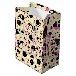 Rosa & schwarzes Polka-Punkt-Glamour-Muster Mittlere Geschenktüte