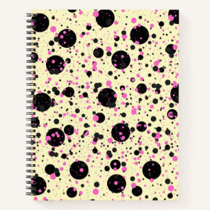 Rosa & schwarzes Polka-Punkt-Glamour-Muster Notizbuch
