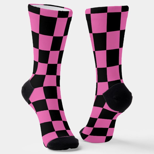 Rosa-schwarzes Schachbrettmuster Socken (Gewinkelt)