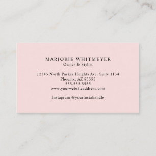 Rosa Schwarzes Schrift Monogramm Foto Make-up Visitenkarte