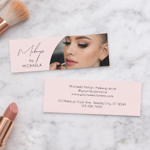 Rosa-schwarzes Schriftfoto-Make-up Mini Visitenkarte