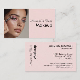 Rosa-schwarzes Schriftfoto-Make-up Visitenkarte