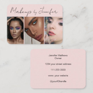 Rosa Schwarzes Script 3 Foto Makeup Visitenkarte