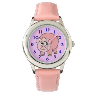 Rosa Schwein-Cartoon Armbanduhr