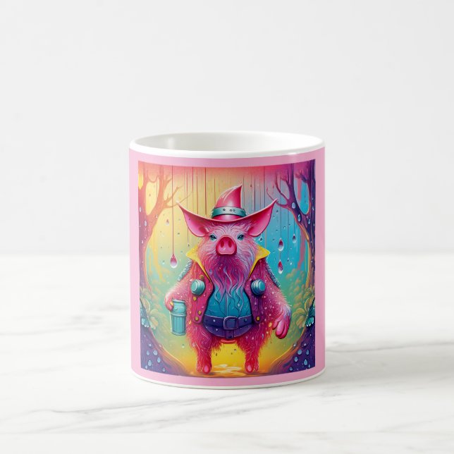 Rosa Schwein Der Cowboy Kaffeetasse (Mittel)