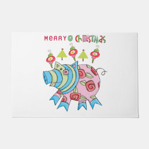 Rosa Schwein Frohe Weihnachten Matt Türmatte