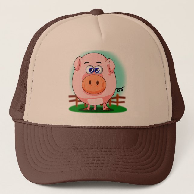 Rosa Schwein-Hut Truckerkappe (Vorderseite)