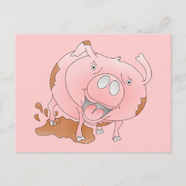 Rosa Schwein im Schlamm Postkarte